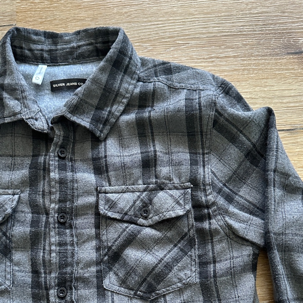 Silver Jeans Gray Plaid Casual Button Down Shirt